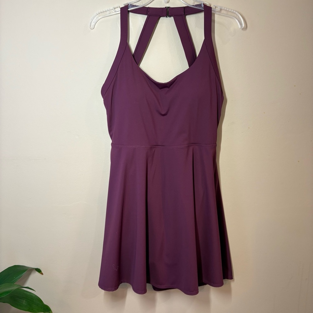 Halara Burgundy Easy Peezy Backless Athletic Dress, M/L